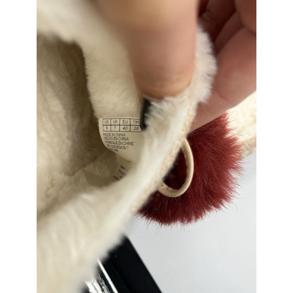 Toms Women's Slippers with Faux Fur Pom Poms - Cream and Pink - Picture 5 of 6